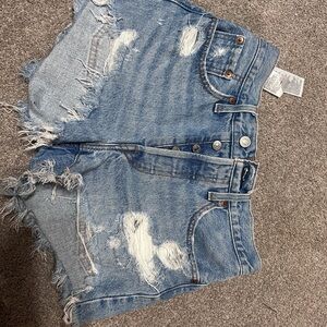 Levi's Light Blue Distressed Jean Shorts